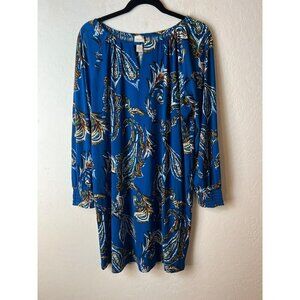 Chico's Sz 2 (US 12) Blues Browns Paisley Print Midi Shift Dress
